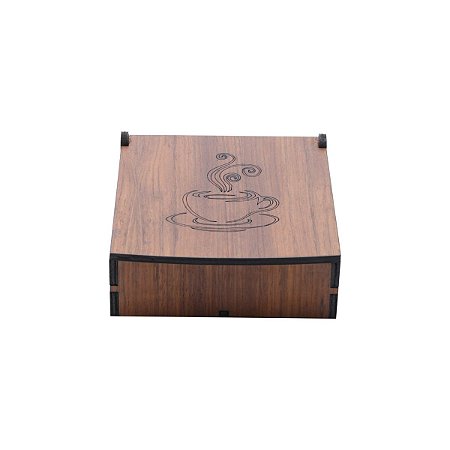CAIXA DE MADEIRA P/16 CÁPSULAS NESPRESSO 17X19X6cm