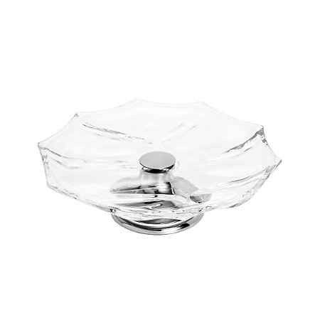 PRATO DE CRISTAL P/BOLO C/PÉ DE AÇO INOX SKY 33X9,5cm