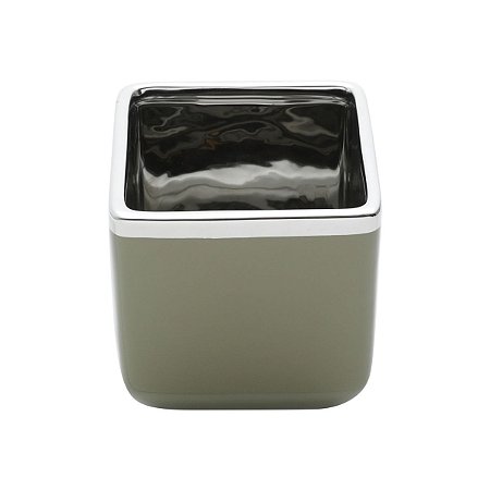 VASO DECORATIVO CERÂMICA ESPELHADO 15x15cm