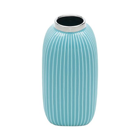 VASO DECORATIVO CERÂMICA TURQUESA 13x25cm