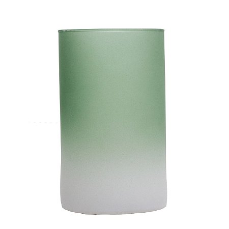 VASO VIDRO VERDE/BRANCO 9x15cm