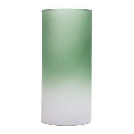 VASO VIDRO VERDE/BRANCO 9x21cm