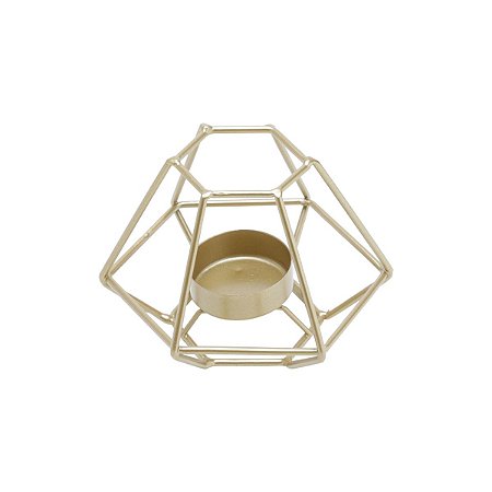 PORTA VELA METAL DOURADO 12x10x8cm