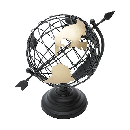GLOBO DECORATIVO METAL PRETO/DOURADO 26x18x29cm