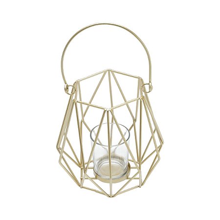 PORTA VELA METAL DOURADO 15x15cm