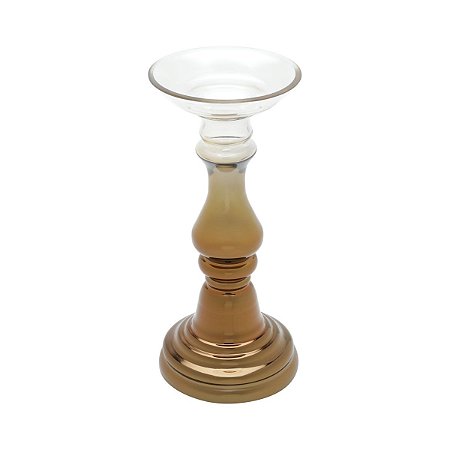 CASTIÇAL VIDRO COFFEE 27cm