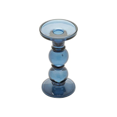 CASTIÇAL DE VIDRO AZUL 18cm