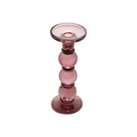CASTIÇAL DE VIDRO LÍLAS 23cm