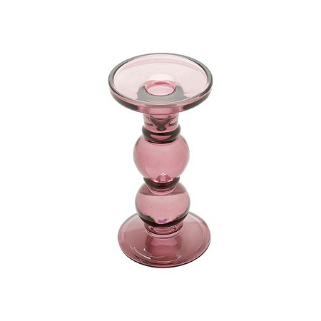 CASTIÇAL DE VIDRO LÍLAS 18cm