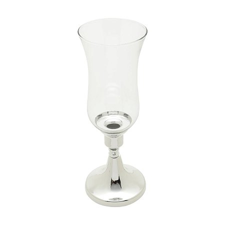 CASTIÇAL DE FERRO E VIDRO 32cm