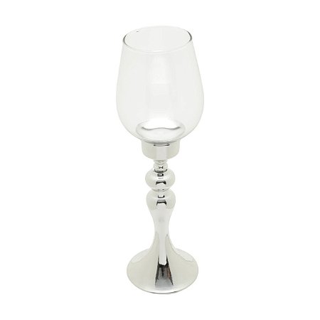 CASTIÇAL DE FERRO E VIDRO 38cm