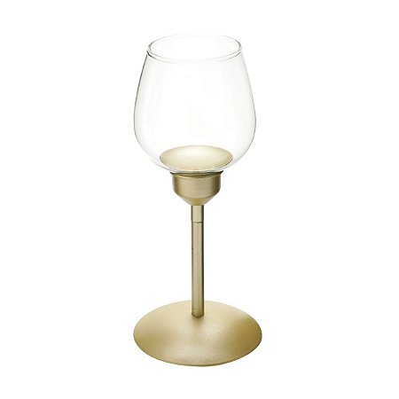 CASTIÇAL DE FERRO E VIDRO 23cm