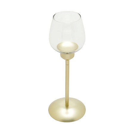CASTIÇAL DE FERRO E VIDRO 29cm