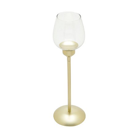 CASTIÇAL DE FERRO E VIDRO 34cm