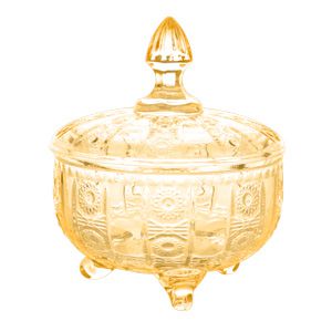 POTICHE DECORATIVO DE VIDRO ÂMBAR 15x12cm
