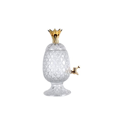 DISPENSER DE CRISTAL ECOLÓGICO ABACAXI C/COROA DOURADA 3l