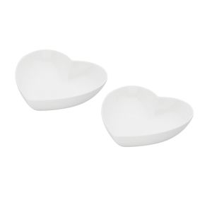 CJ 2 PETISQUEIRAS DE PORCELANA CORAÇÃO 18,5x15x5,5cm