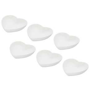 CJ 6 PETISQUEIRAS DE PORCELANA CORAÇÃO 12x10x3,5cm