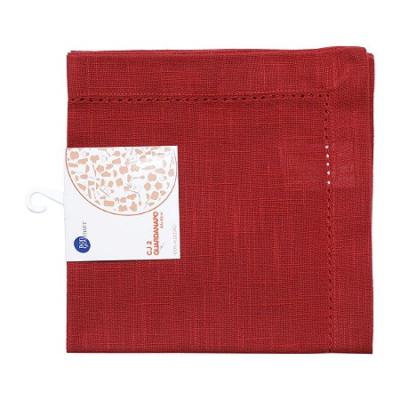 CJ 2 GUARDANAPOS PONTO AJOUR ALGODÃO LUXO VERMELHO 40x40cm