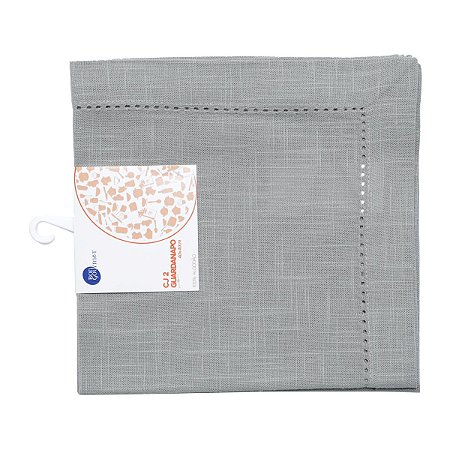 CJ 2 GUARDANAPOS PONTO AJOUR ALGODÃO LUXO CINZA CLARO 40x40cm