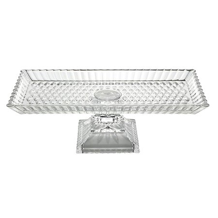 PRATO DE CRISTAL P/BOLO TRANSPARENTE 34X17X11cm