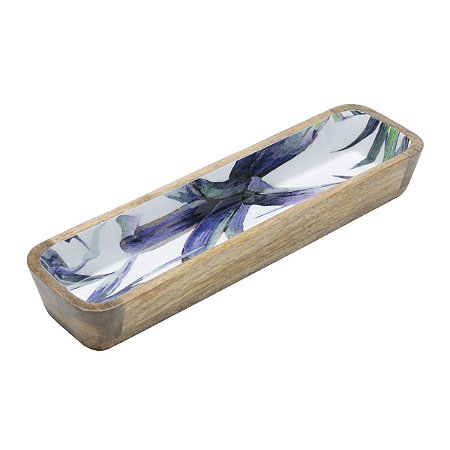 TRAVESSA DE MADEIRA FLOWER 38x10,5x5cm