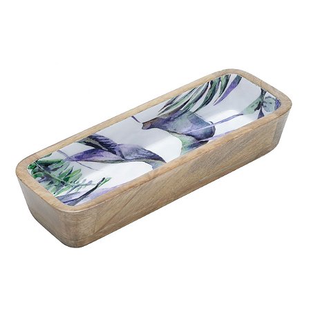 TRAVESSA DE MADEIRA FLOWER 29X10,5x5cm