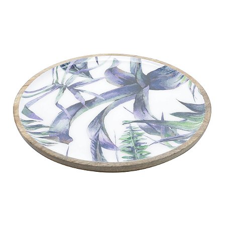 BANDEJA REDONDA DE MADEIRA FLOWER 35X2,5cm