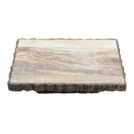 BANDEJA RETANGULAR C/SUPORTE DE MADEIRA P/SERVIR 32x22x7,5cm