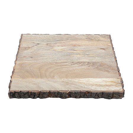 BANDEJA QUADRADA C/SUPORTE DE MADEIRA P/SERVIR 32x32x7,5cm