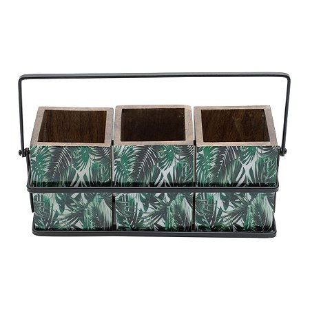 PORTA TALHER DE MADEIRA LEAF 25x9x11cm