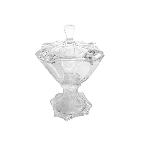 POTICHE DECORATIVO DE CRISTAL C/TAMPA E PÉ NAPTUNE 17x26cm