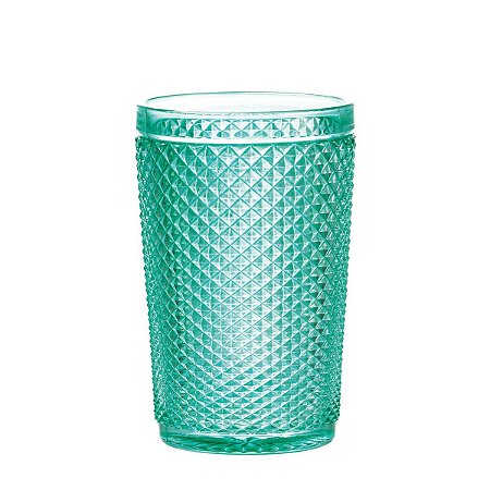CJ 6 COPOS ALTO DE VIDRO BICO DE JACA TURQUESA 355ml