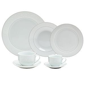 AP DE JANTAR 42PC DE PORCELANA C/BORDA PRATEADA MARROCOS