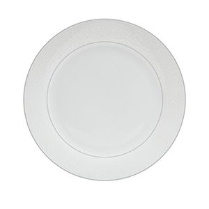 CJ 6 PRATOS RASOS DE PORCELANA C/BORDA PRATEADA MARROCOS 27cm