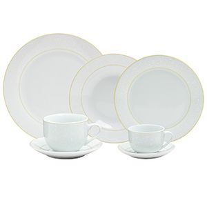 AP DE JANTAR 42PC DE PORCELANA C/BORDA DOURADA MARROCOS
