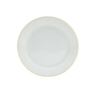 CJ 6 PRATOS SOBREMESA DE PORCELANA C/BORDA DOURADA MARROCOS 19cm