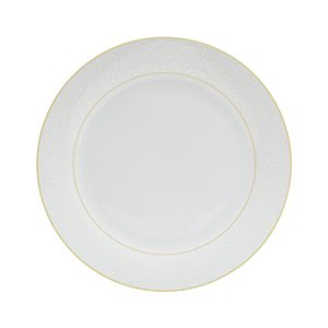 CJ 6 PRATOS RASOS DE PORCELANA C/BORDA DOURADA MARROCOS 27cm