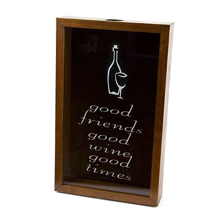 QUADRO DE MADEIRA PORTA ROLHA DE VINHO NATURALS 32.5x20x5cm