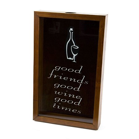 QUADRO DE MADEIRA PORTA ROLHA DE VINHO DE MADEIRA NATURALS 46,5X30,5X5cm