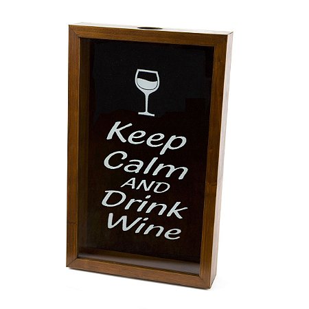 QUADRO DE MADEIRA PORTA ROLHA DE VINHO NATURALS 32.5x20x5cm