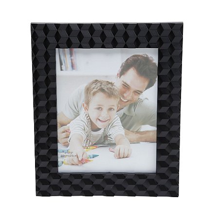 PORTA RETRATO PRETO DE PLASTICO 13 X 18CM