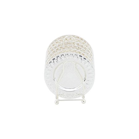 PORTA COPO COM SUPORTE DE ZAMAC PRATEADO
