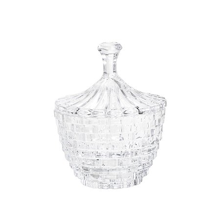 POTICHE DECORATIVO  DE CRISTAL C/TAMPA BRICK 11X14,5cm