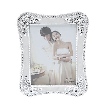 PORTA RETRATO PLASTICO PRATEADO C/ STRASS 10 X 15CM