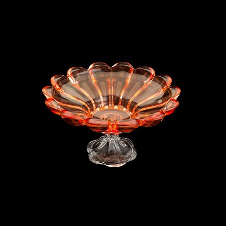 CENTRO DE MESA DE CRISTAL C/PÉ  TULIP PINK 32,5X32,5X19cm
