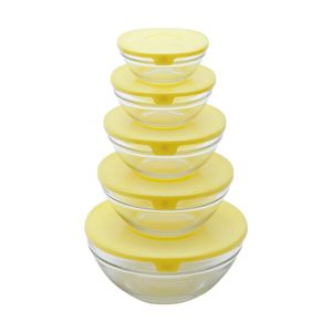 CJ. DE 5 BOWLS DE VIDRO SODO-CÁLCICO AMARELO