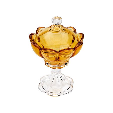 POTICHE DECORATIVO DE CRISTAL TULIP ÂMBAR 17,5X24cm