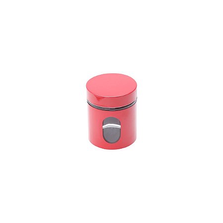 PORTA MANTIMENTO DE AÇO INOX E VIDRO VERMELHO 10X12,5CM