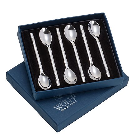 CJ 6 PC COLHER P/CAFÉ DE AÇO INOX BAMBU